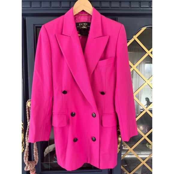 Escada for Neiman Marcus hot pink blazer size small 34 New Wool Legally Blonde - Picture 1 of 7